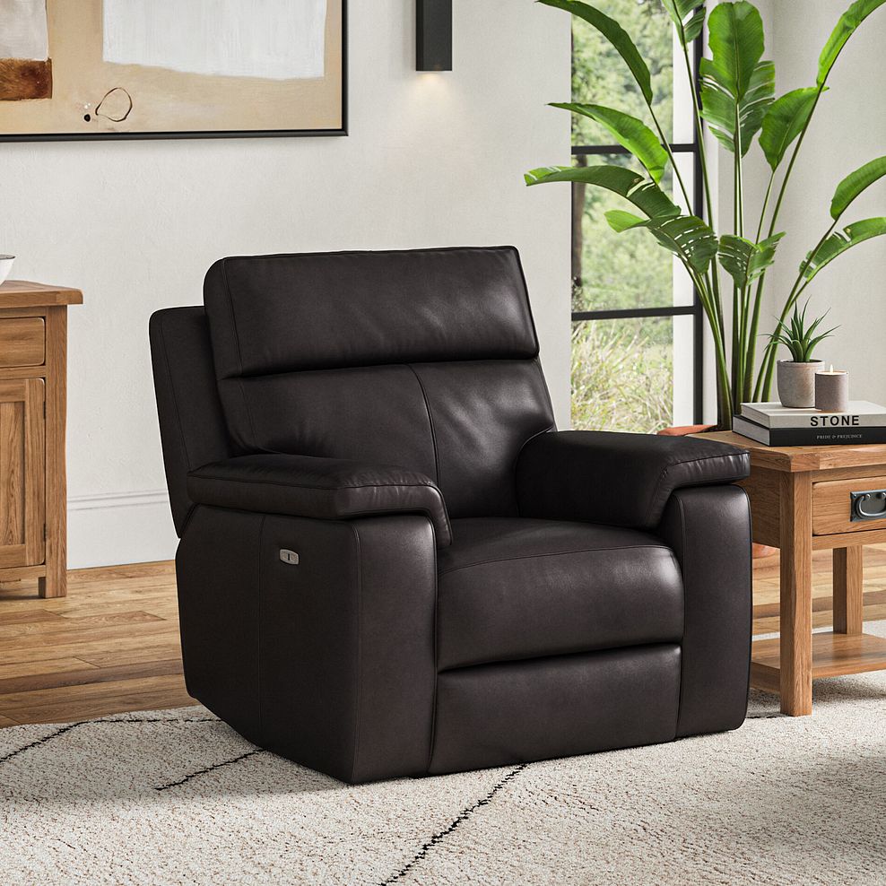 Selby Power Recliner Armchair in Virgo Black Leather 1