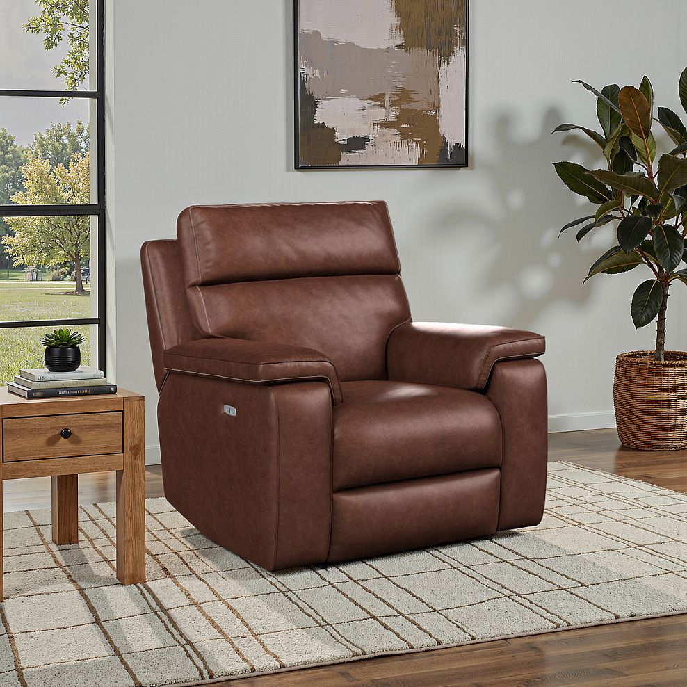 Selby Power Recliner Armchair in Virgo Chestnut Leather 1