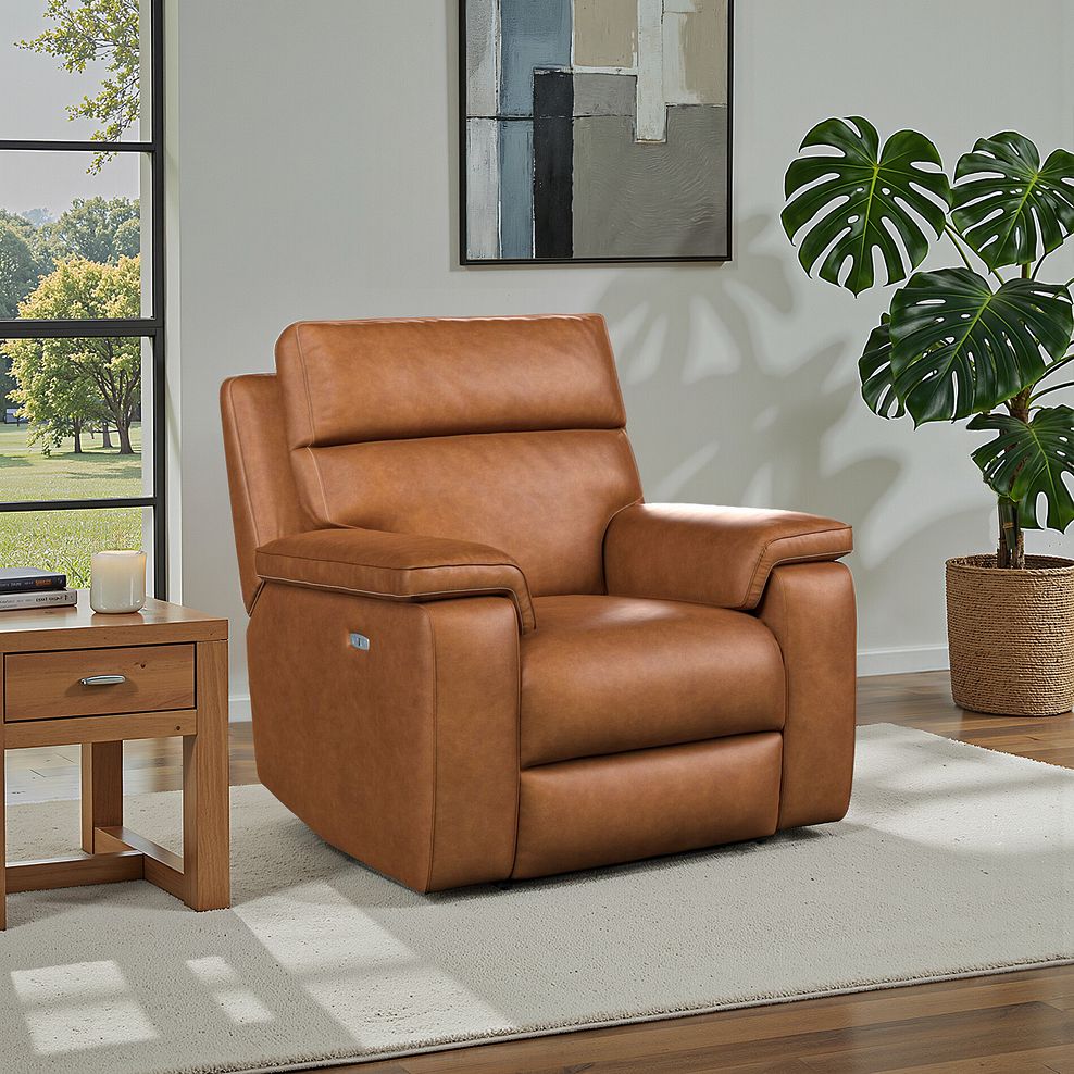 Selby Power Recliner Armchair in Virgo Cognac Leather 1