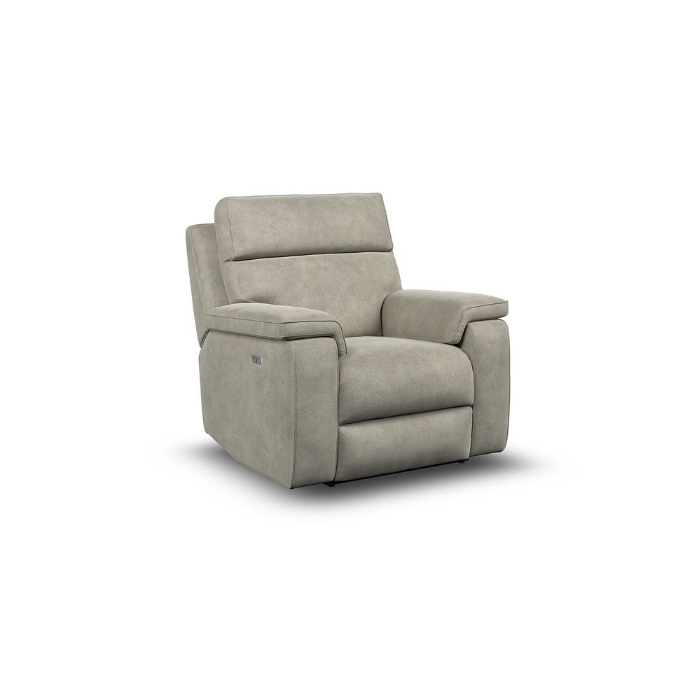 Selby Power Recliner Armchair in with Power Headrest Miller Taupe Fabric 1