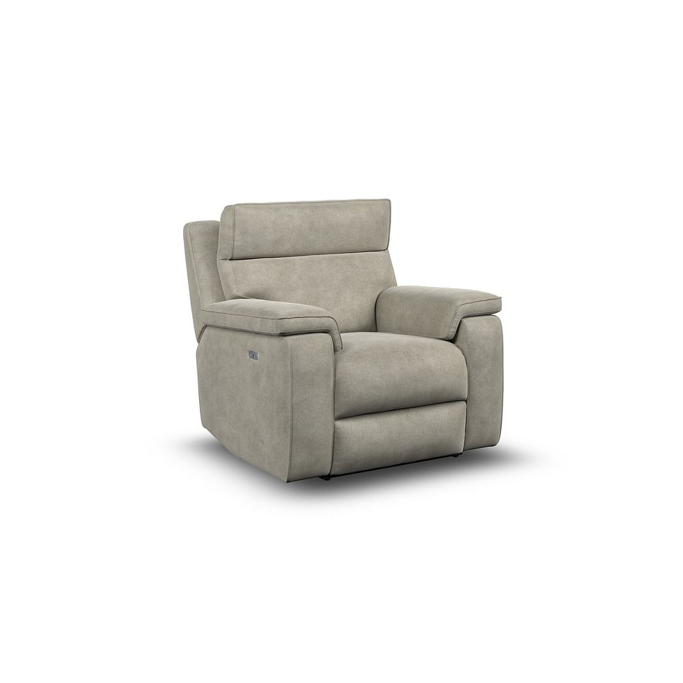 Selby Power Recliner Armchair in with Power Headrest Miller Taupe Fabric 2