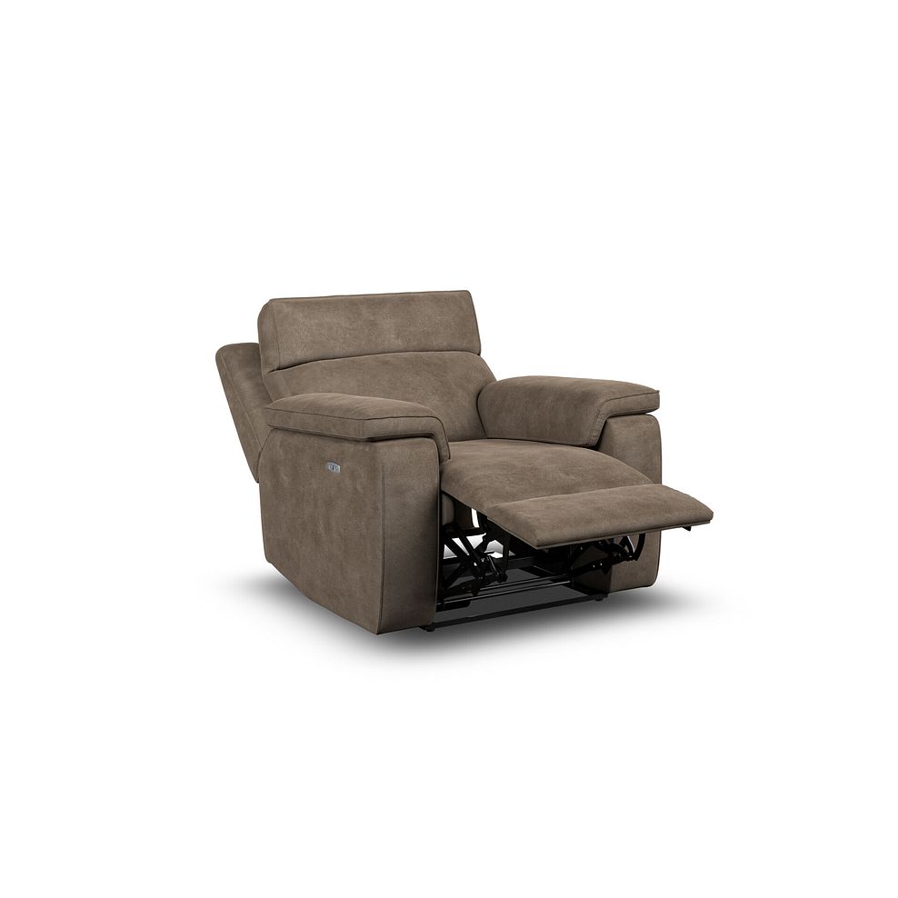 Selby Power Recliner Armchair with Power Headrest in Miller Earth Brown Fabric 4