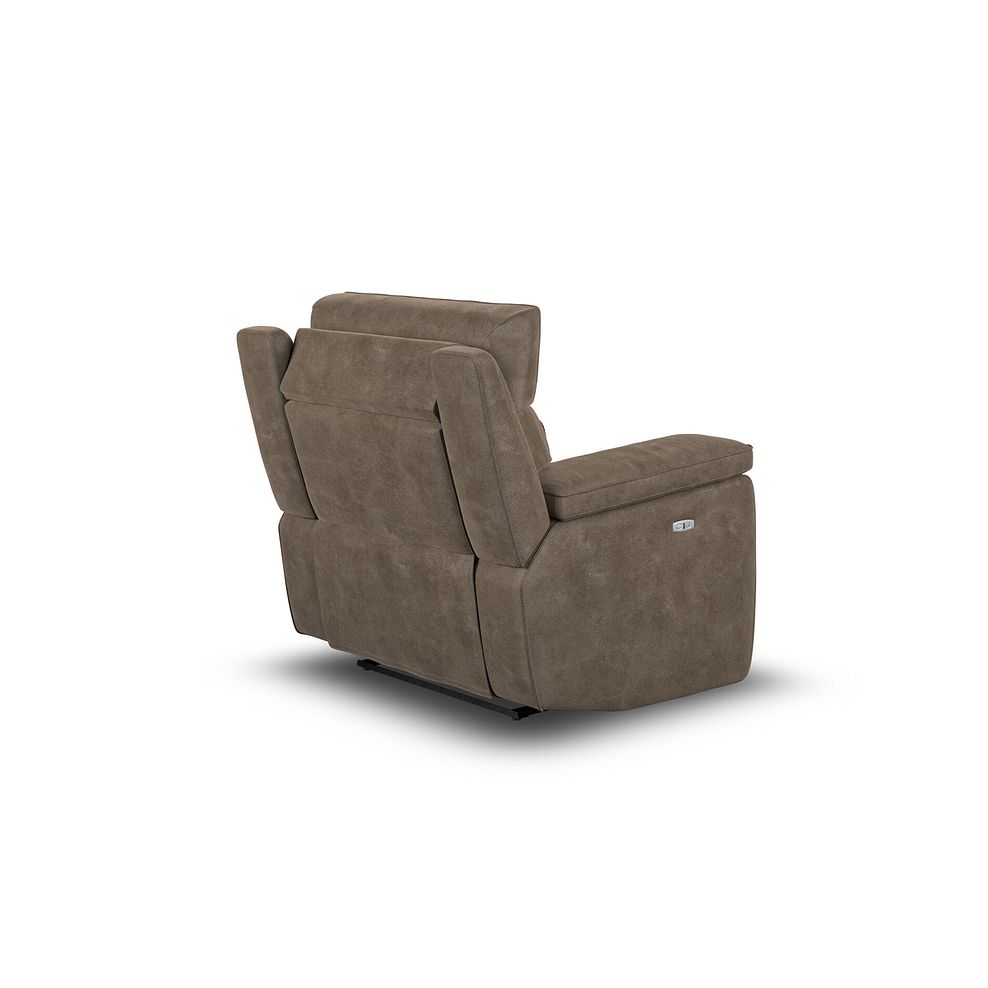 Selby Power Recliner Armchair with Power Headrest in Miller Earth Brown Fabric 6