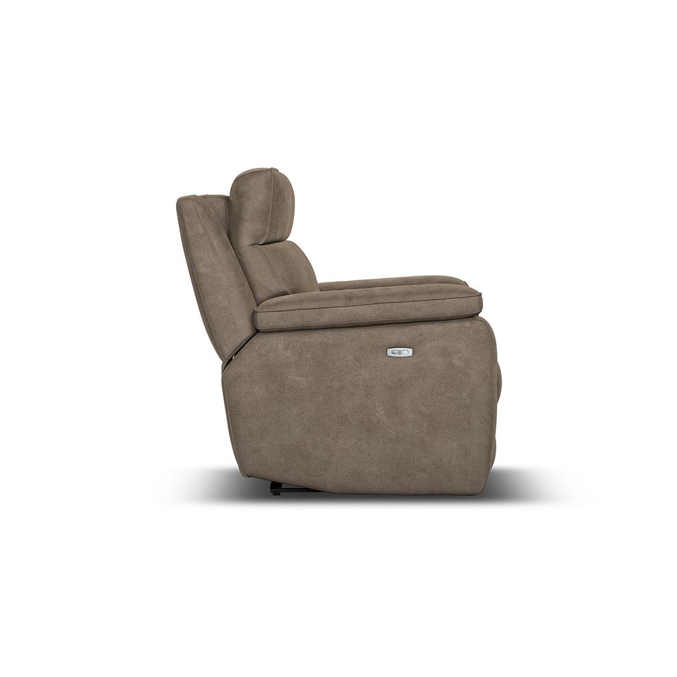 Selby Power Recliner Armchair with Power Headrest in Miller Earth Brown Fabric 7