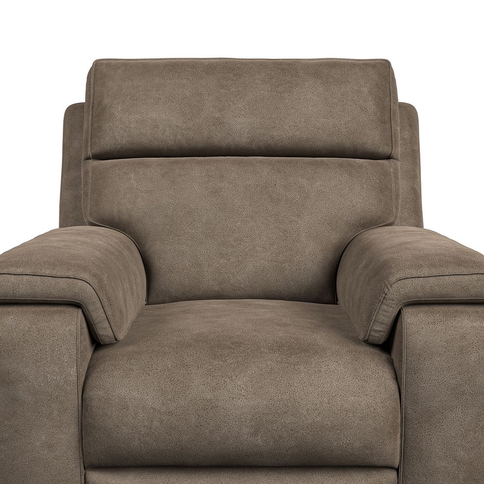 Selby Power Recliner Armchair with Power Headrest in Miller Earth Brown Fabric 10