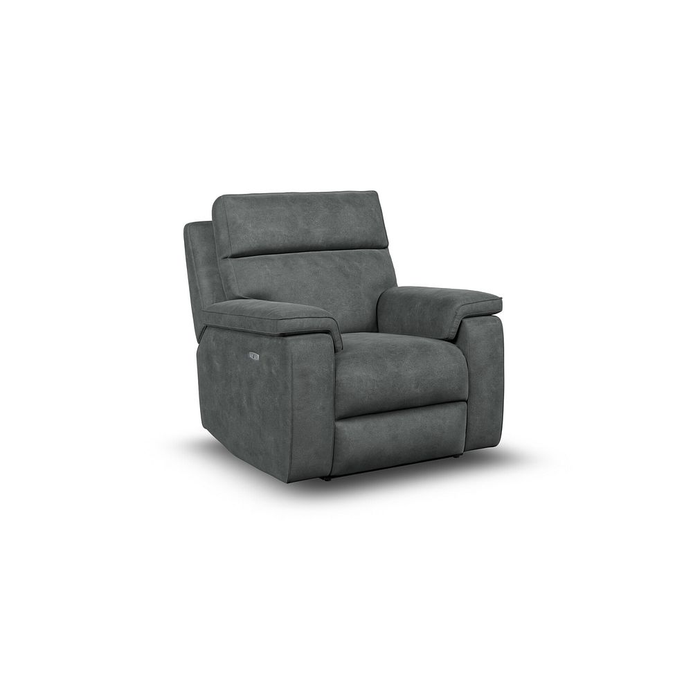 Selby Power Recliner Armchair with Power Headrest in Miller Grey Fabric 1