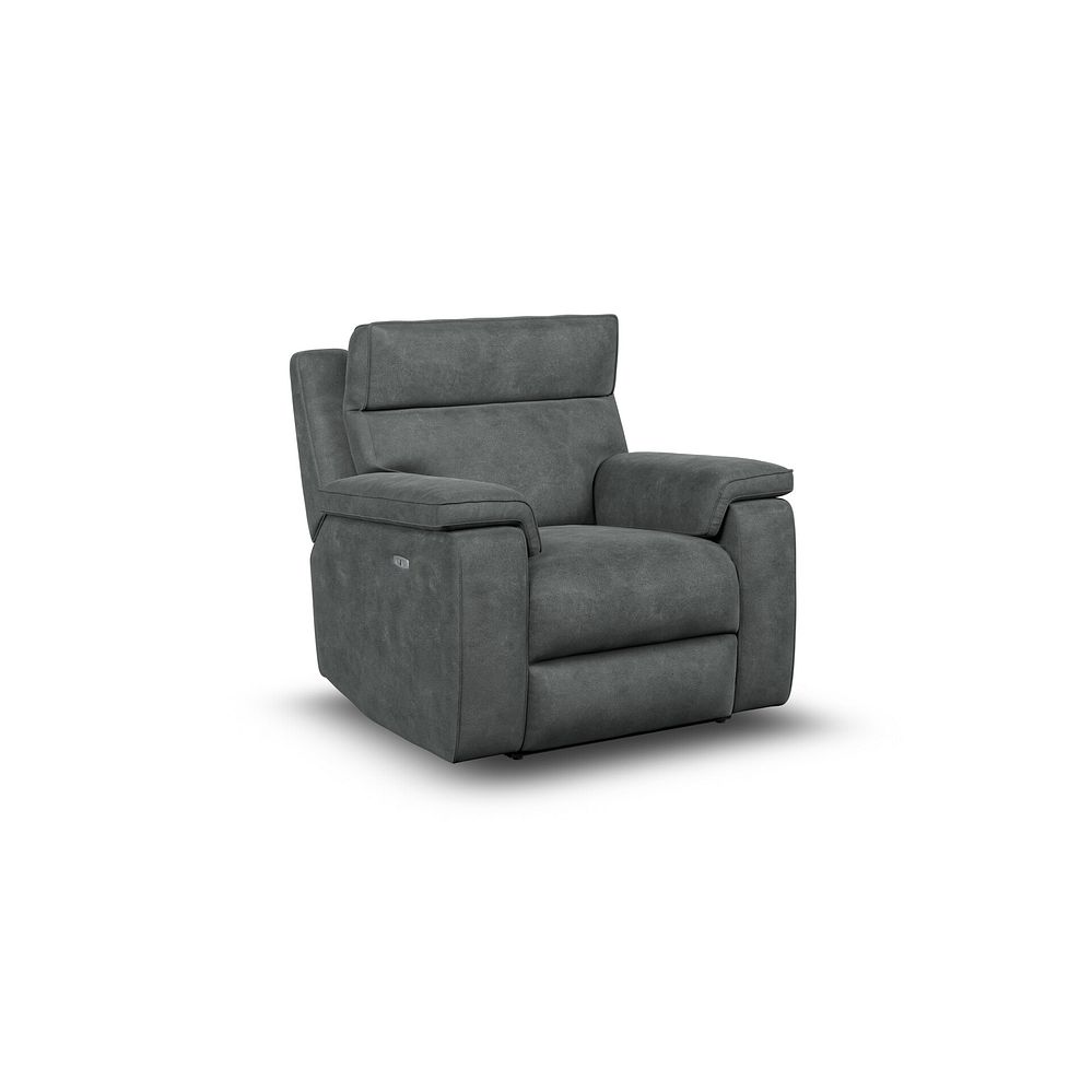 Selby Power Recliner Armchair with Power Headrest in Miller Grey Fabric 2