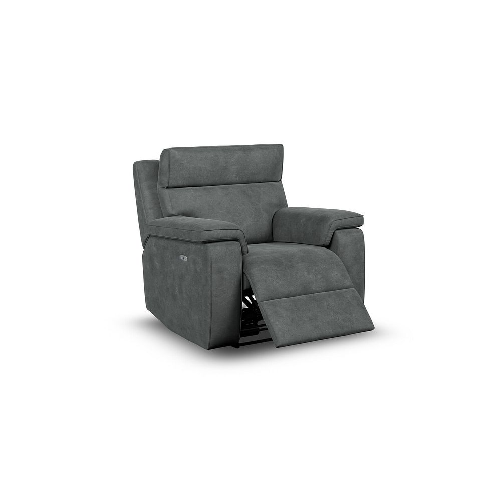 Selby Power Recliner Armchair with Power Headrest in Miller Grey Fabric 3