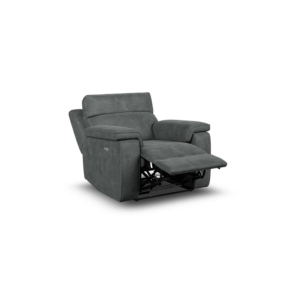 Selby Power Recliner Armchair with Power Headrest in Miller Grey Fabric 4