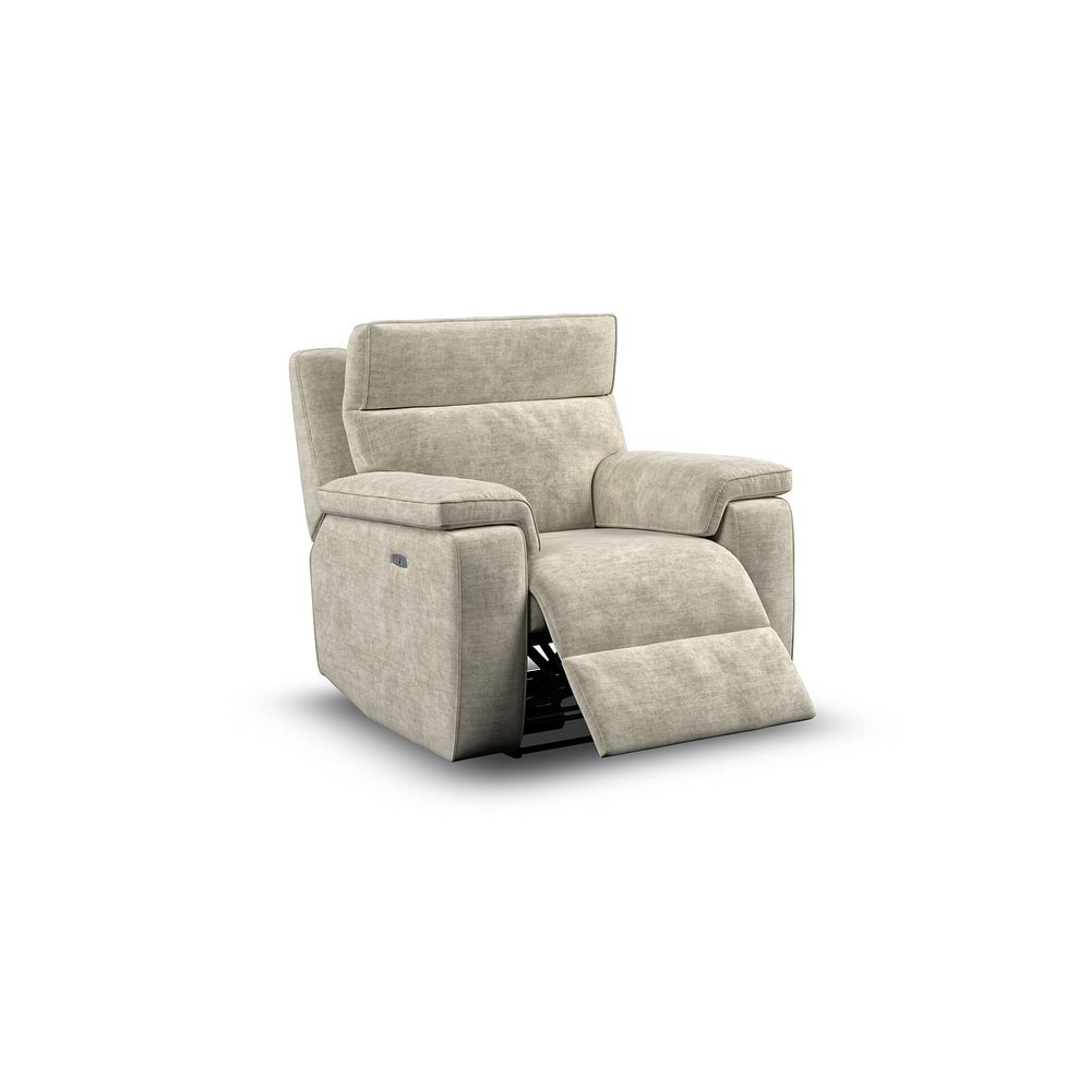 Selby Power Recliner Armchair with Power Headrest in Plush Beige Fabric 6