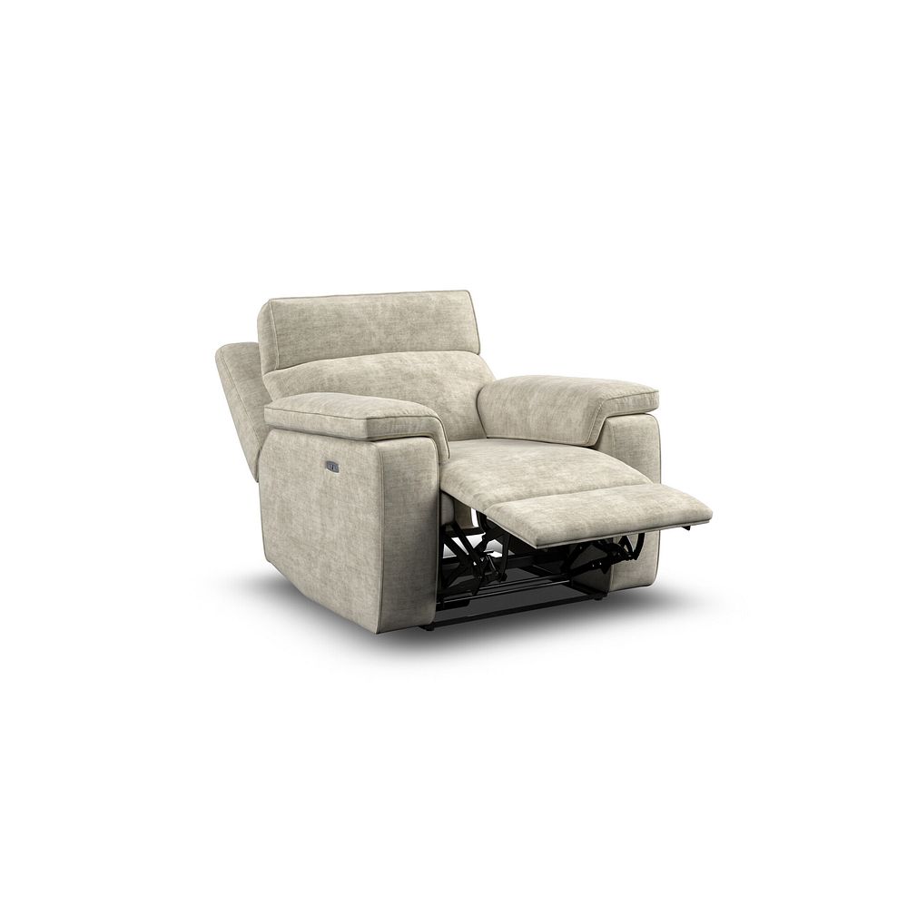 Selby Power Recliner Armchair with Power Headrest in Plush Beige Fabric 7