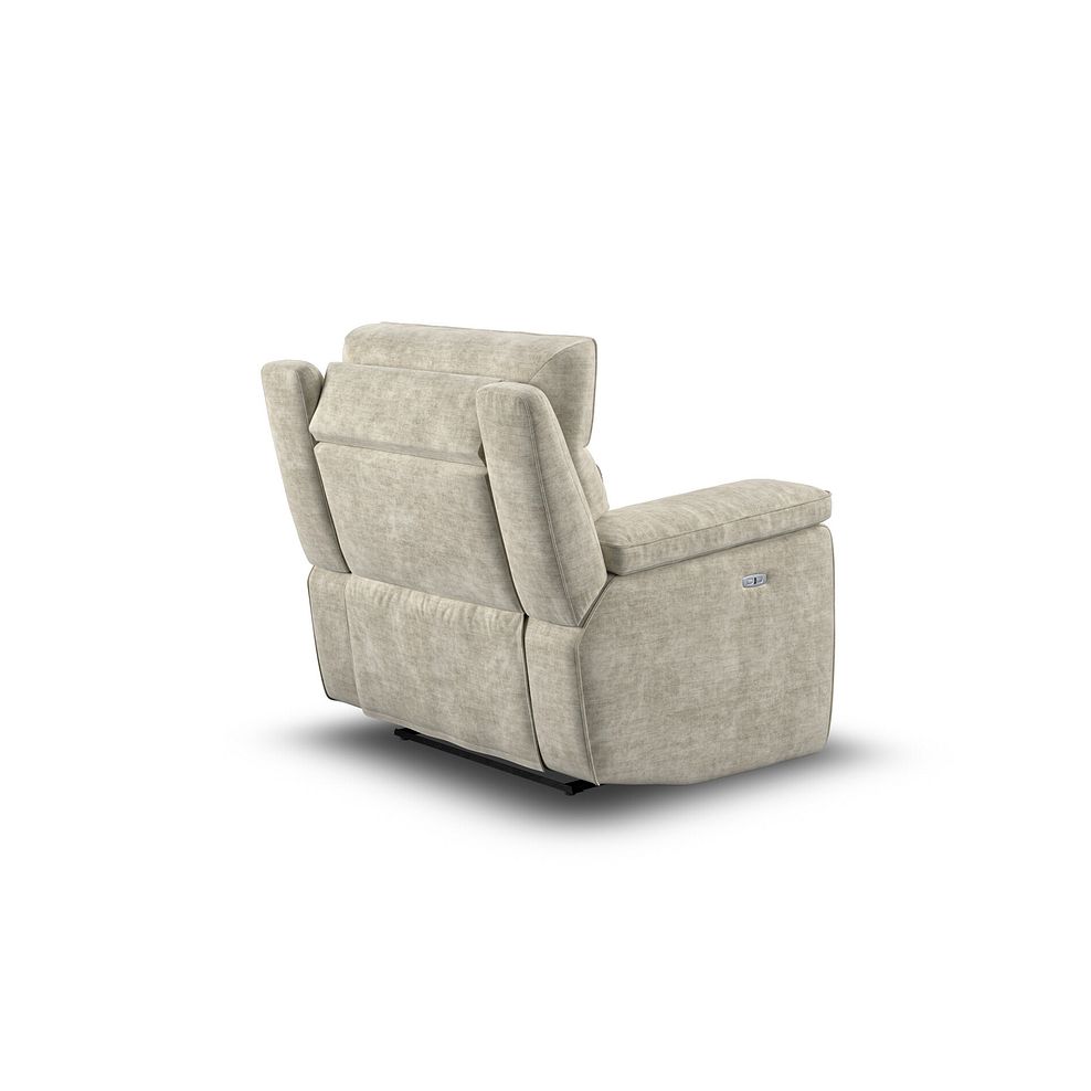 Selby Power Recliner Armchair with Power Headrest in Plush Beige Fabric 9