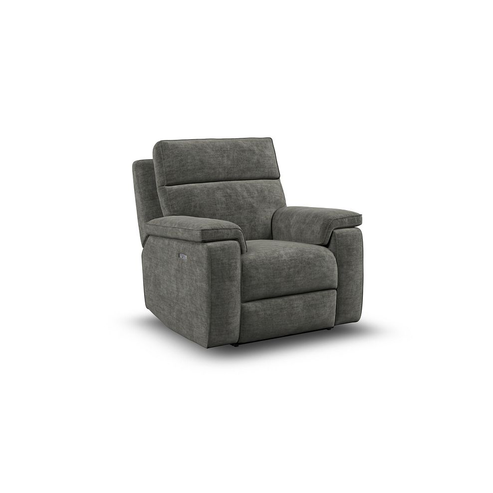 Selby Power Recliner Armchair with Power Headrest in Plush Charcoal Fabric 1