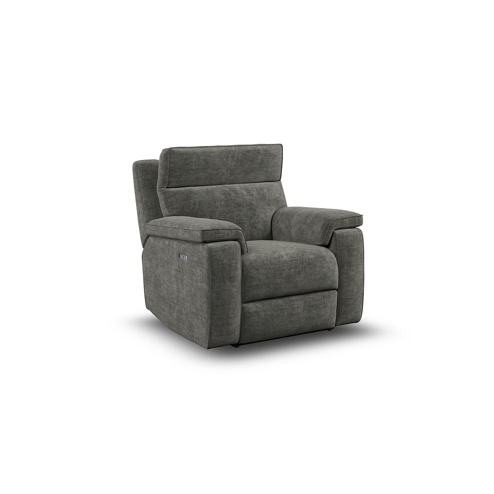 Selby Power Recliner Armchair with Power Headrest in Plush Charcoal Fabric 2