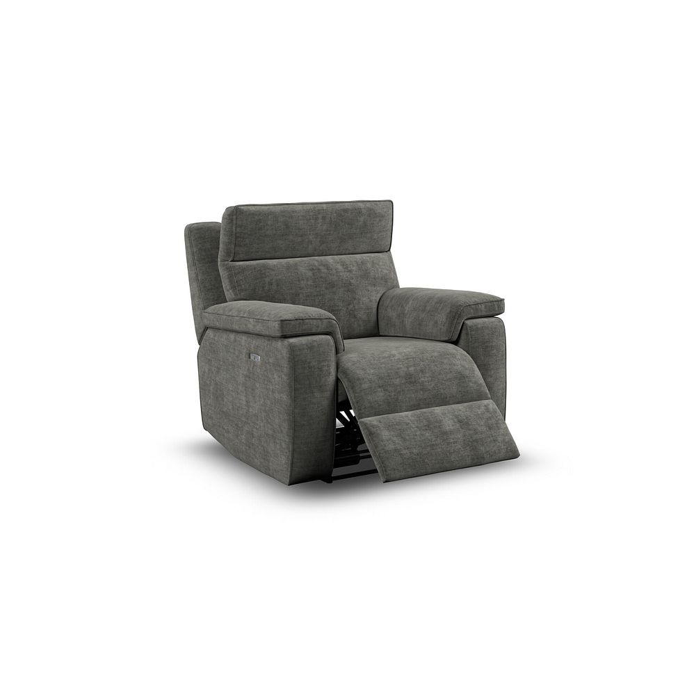 Selby Power Recliner Armchair with Power Headrest in Plush Charcoal Fabric 3