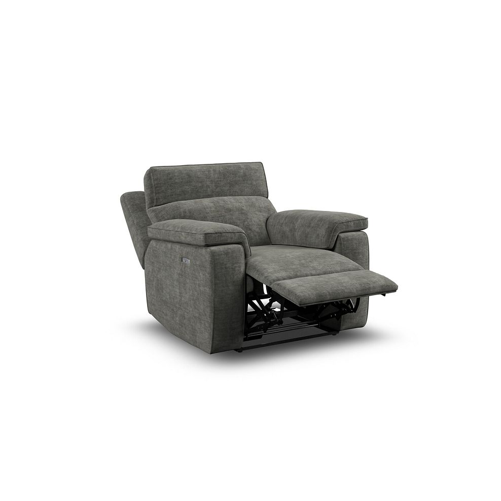 Selby Power Recliner Armchair with Power Headrest in Plush Charcoal Fabric 4