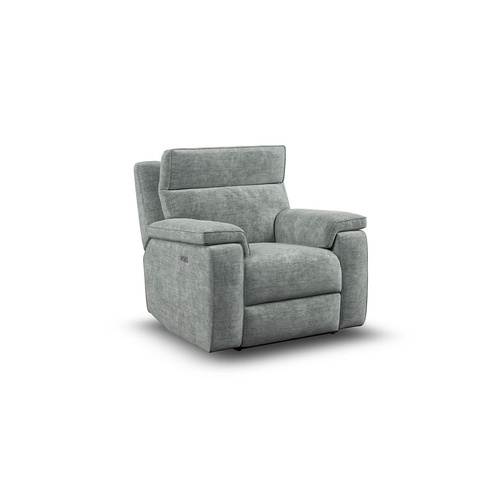 Selby Power Recliner Armchair with Power Headrest in Plush Silver Fabric 2