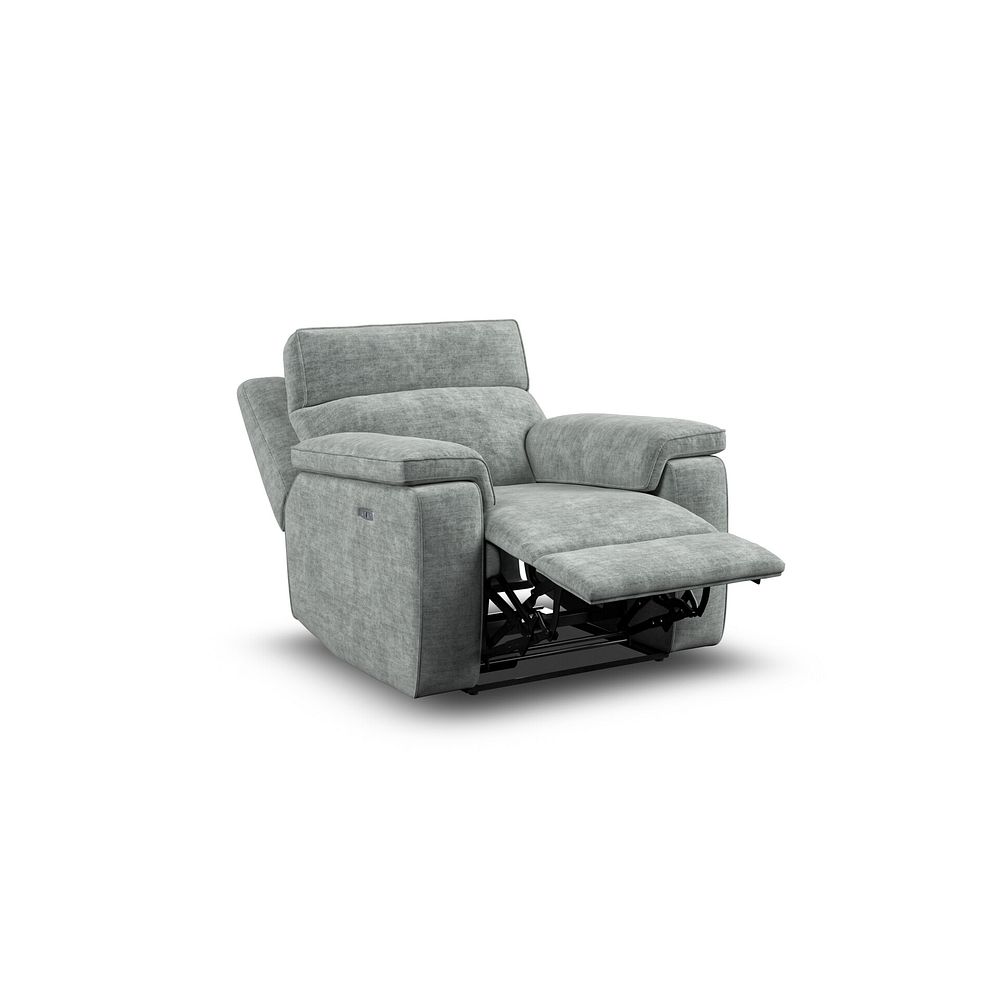 Selby Power Recliner Armchair with Power Headrest in Plush Silver Fabric 4