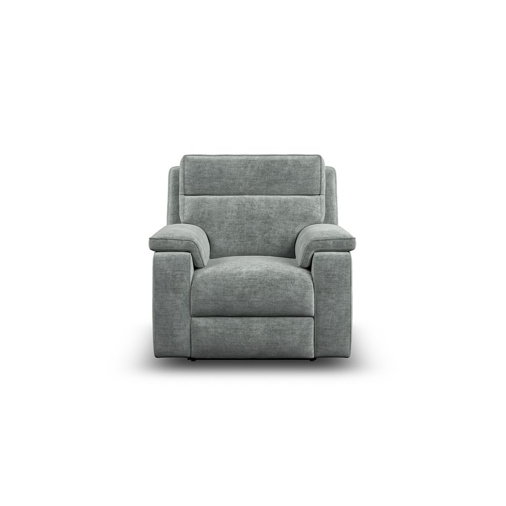 Selby Power Recliner Armchair with Power Headrest in Plush Silver Fabric 5