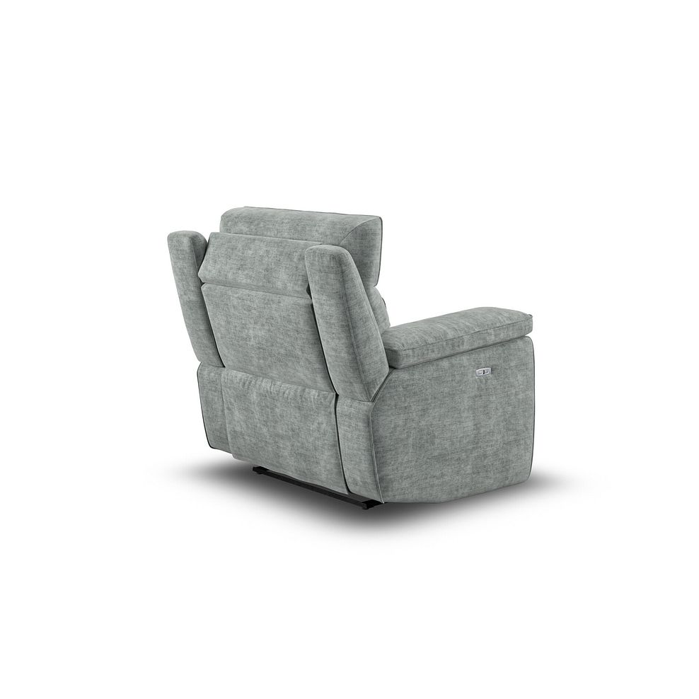 Selby Power Recliner Armchair with Power Headrest in Plush Silver Fabric 6