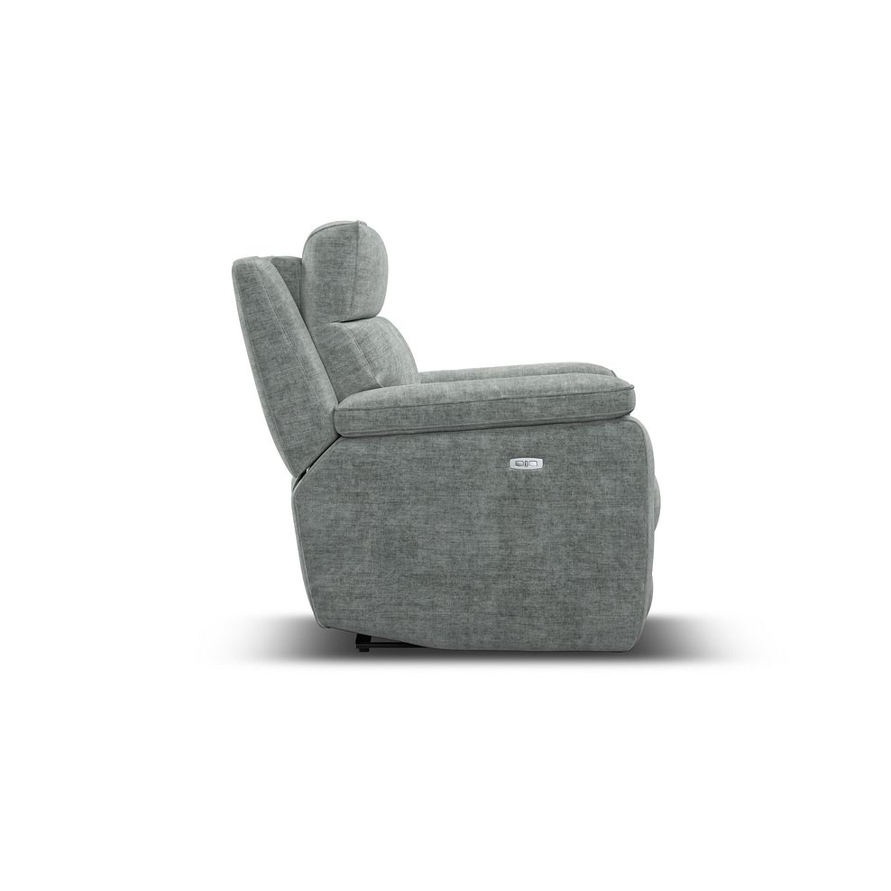 Selby Power Recliner Armchair with Power Headrest in Plush Silver Fabric 7