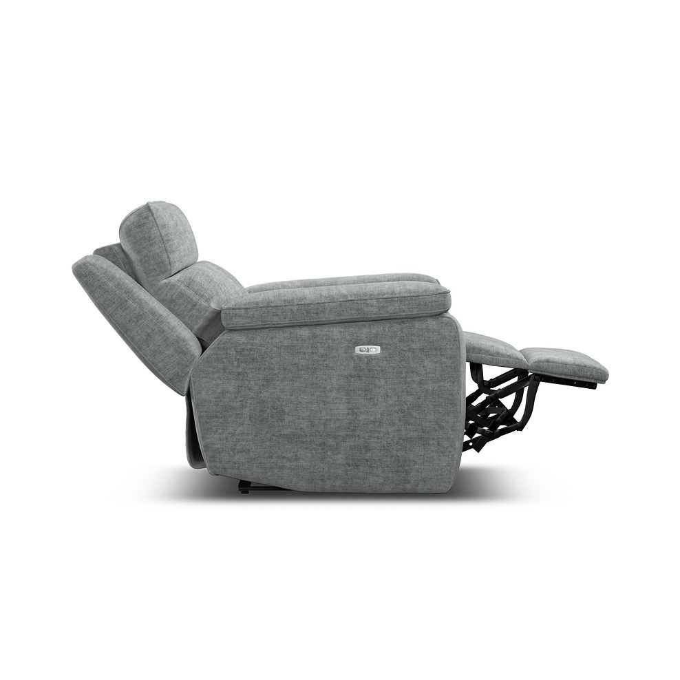 Selby Power Recliner Armchair with Power Headrest in Plush Silver Fabric 8