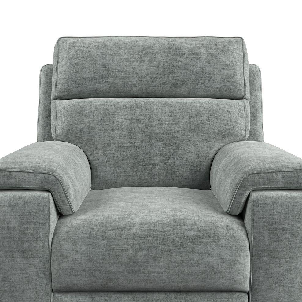 Selby Power Recliner Armchair with Power Headrest in Plush Silver Fabric 10