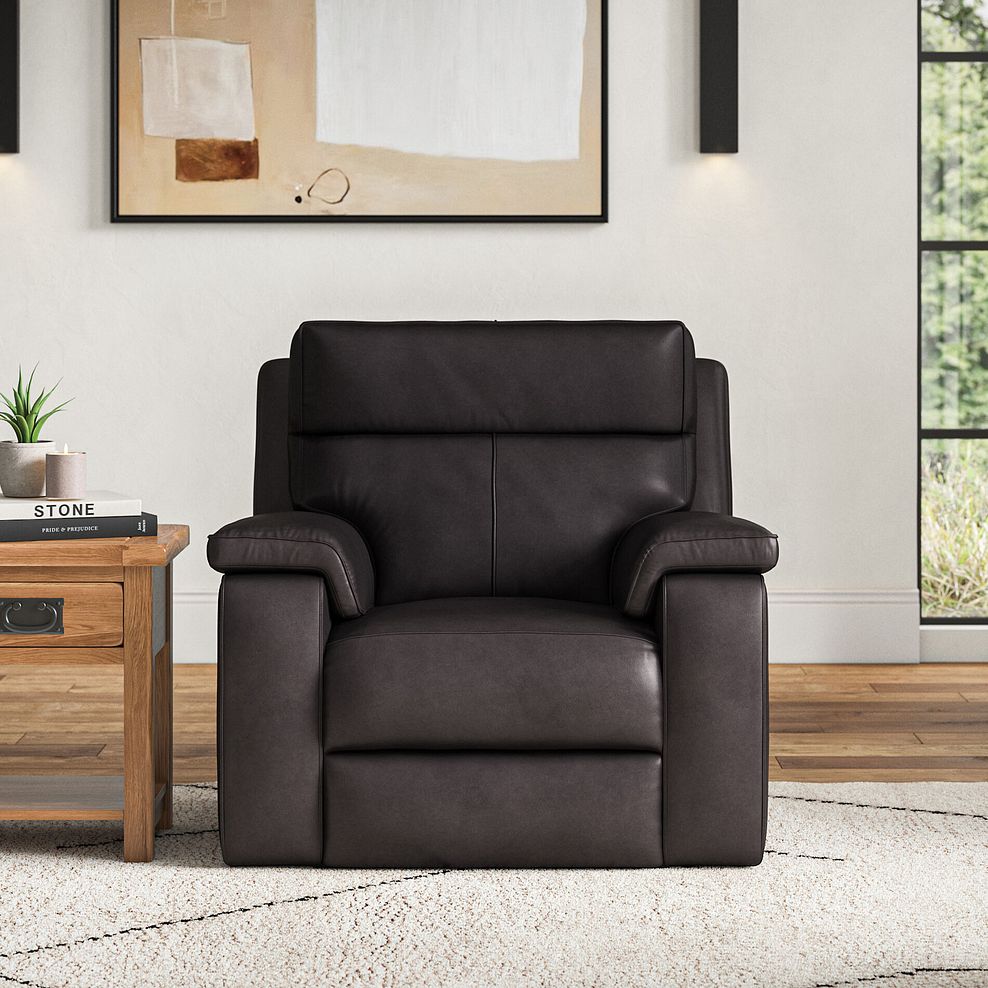 Selby Power Recliner Armchair with Power Headrest in Virgo Black Leather 1