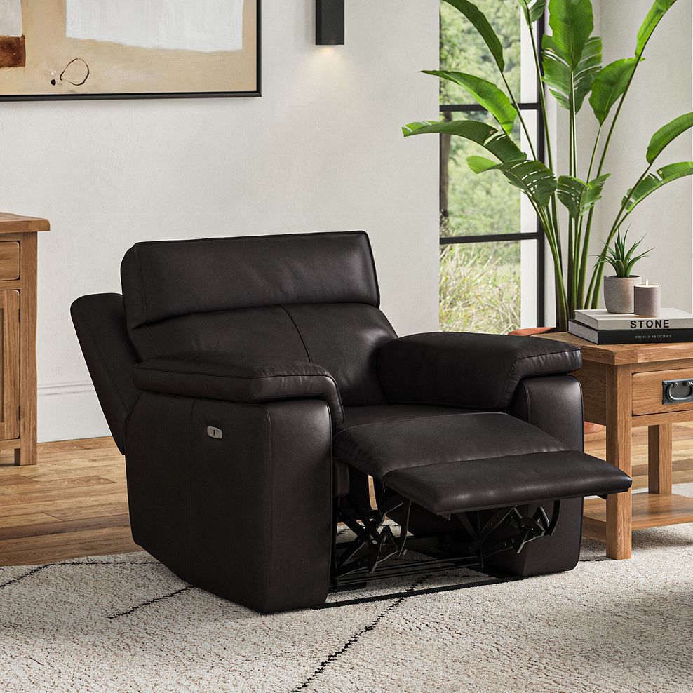 Selby Power Recliner Armchair with Power Headrest in Virgo Black Leather 3