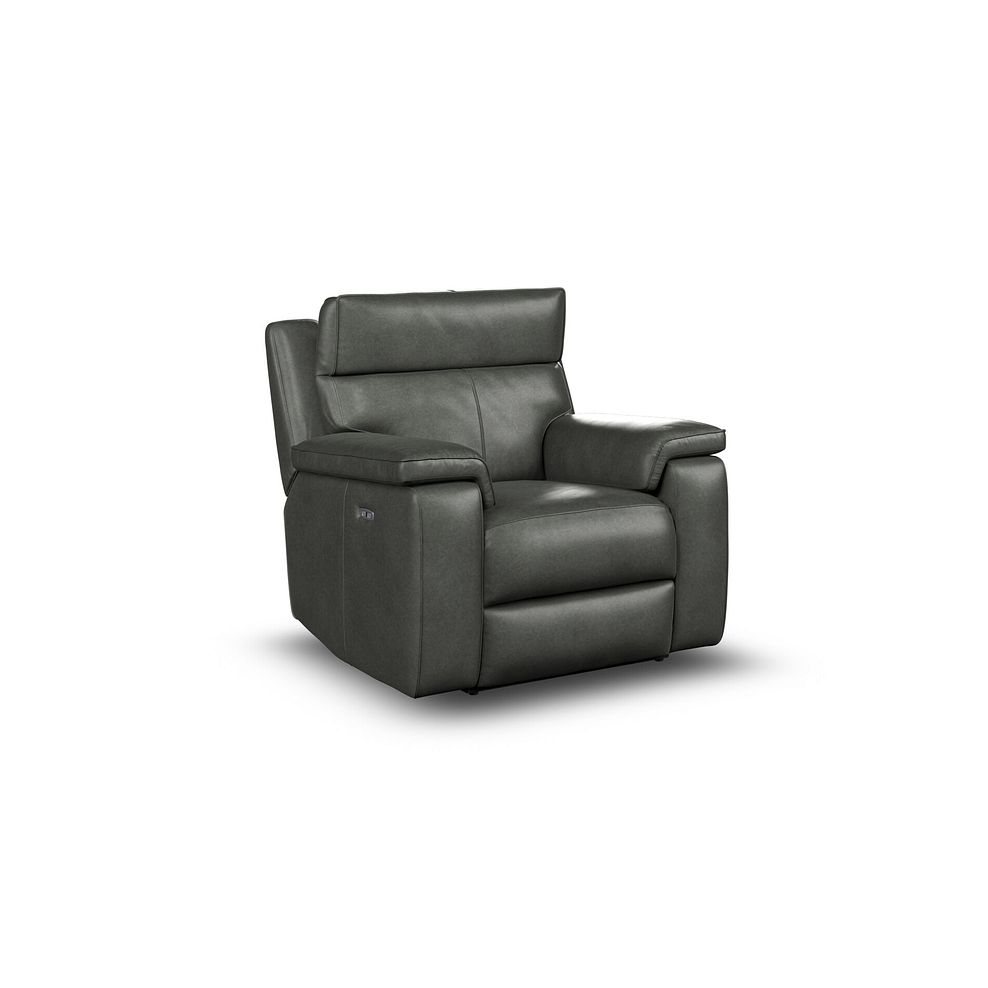 Selby Power Recliner Armchair with Power Headrest in Virgo Lead Leather 2