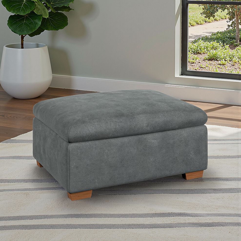 Selby Storage Footstool in Miller Grey Fabric 1