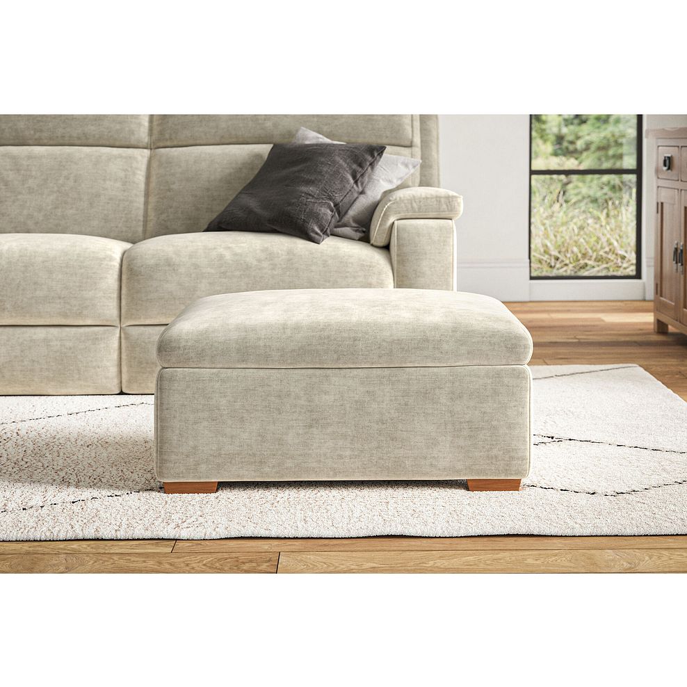 Selby Storage Footstool in Plush Beige Fabric 1