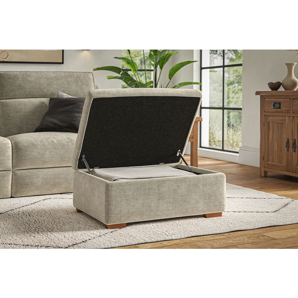 Selby Storage Footstool in Plush Beige Fabric 2