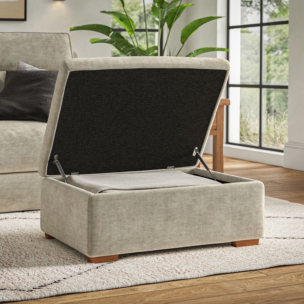 Selby Storage Footstool in Plush Beige Fabric 2