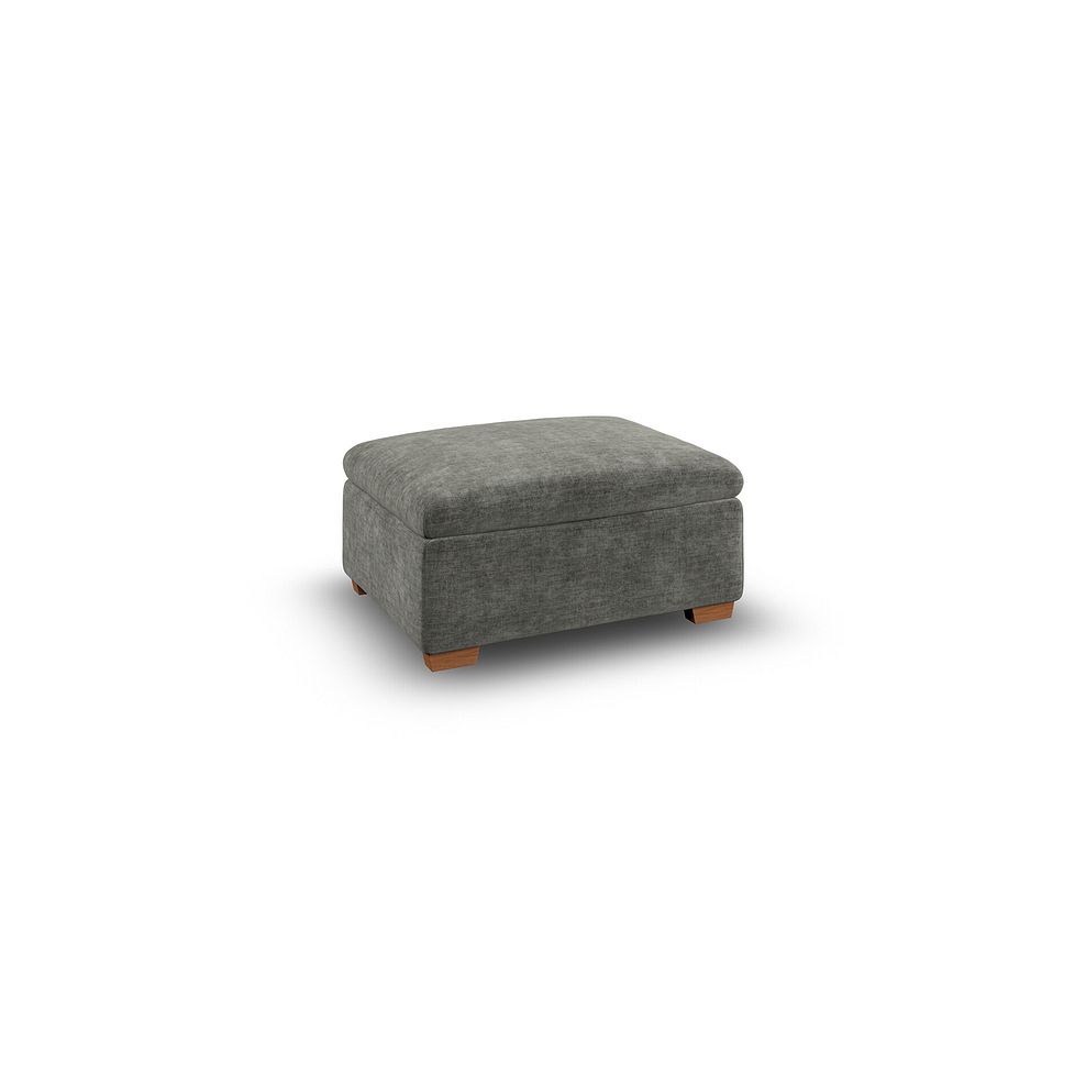 Selby Storage Footstool in Plush Charcoal Fabric 1