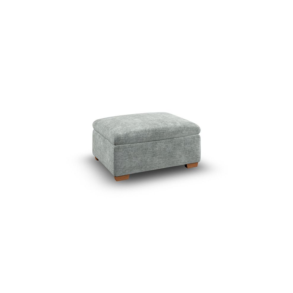 Selby Storage Footstool in Plush Silver Fabric 1