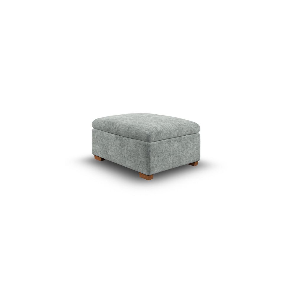 Selby Storage Footstool in Plush Silver Fabric 4