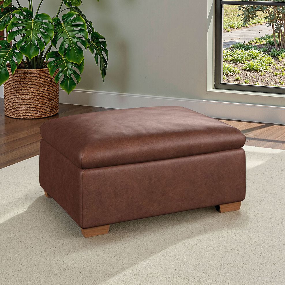 Selby Storage Footstool in Virgo Chestnut Leather 1
