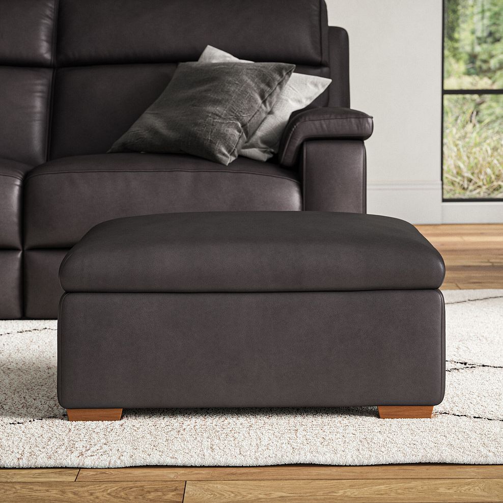 Selby Storage Footstoolin Virgo Black Leather 1