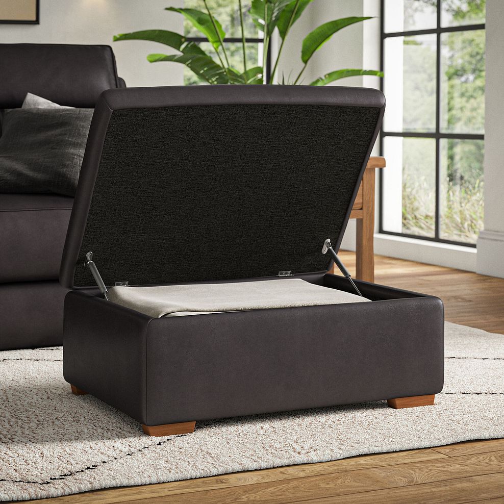 Selby Storage Footstoolin Virgo Black Leather 3