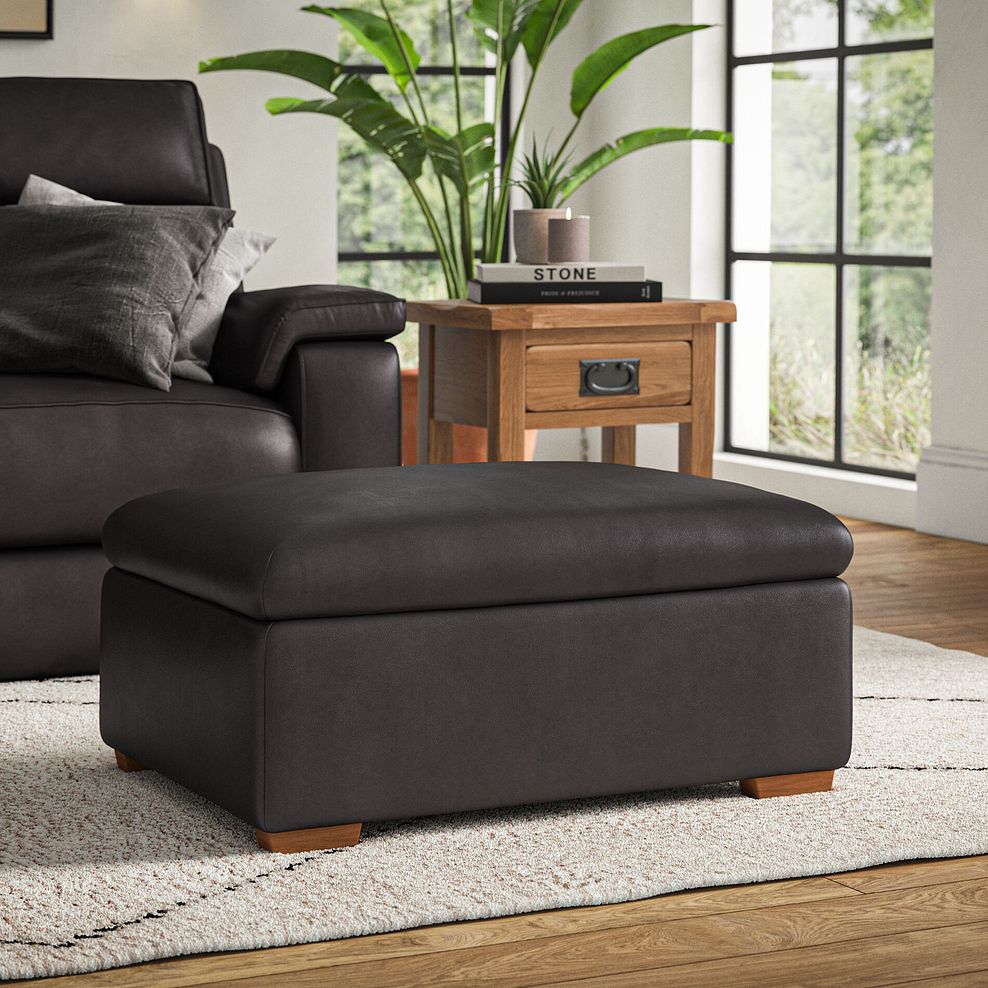 Selby Storage Footstoolin Virgo Black Leather 2