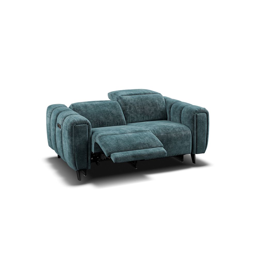 Seymour 2 Seater Recliner Sofa With Power Headrest in Descent Blue Fabric 8