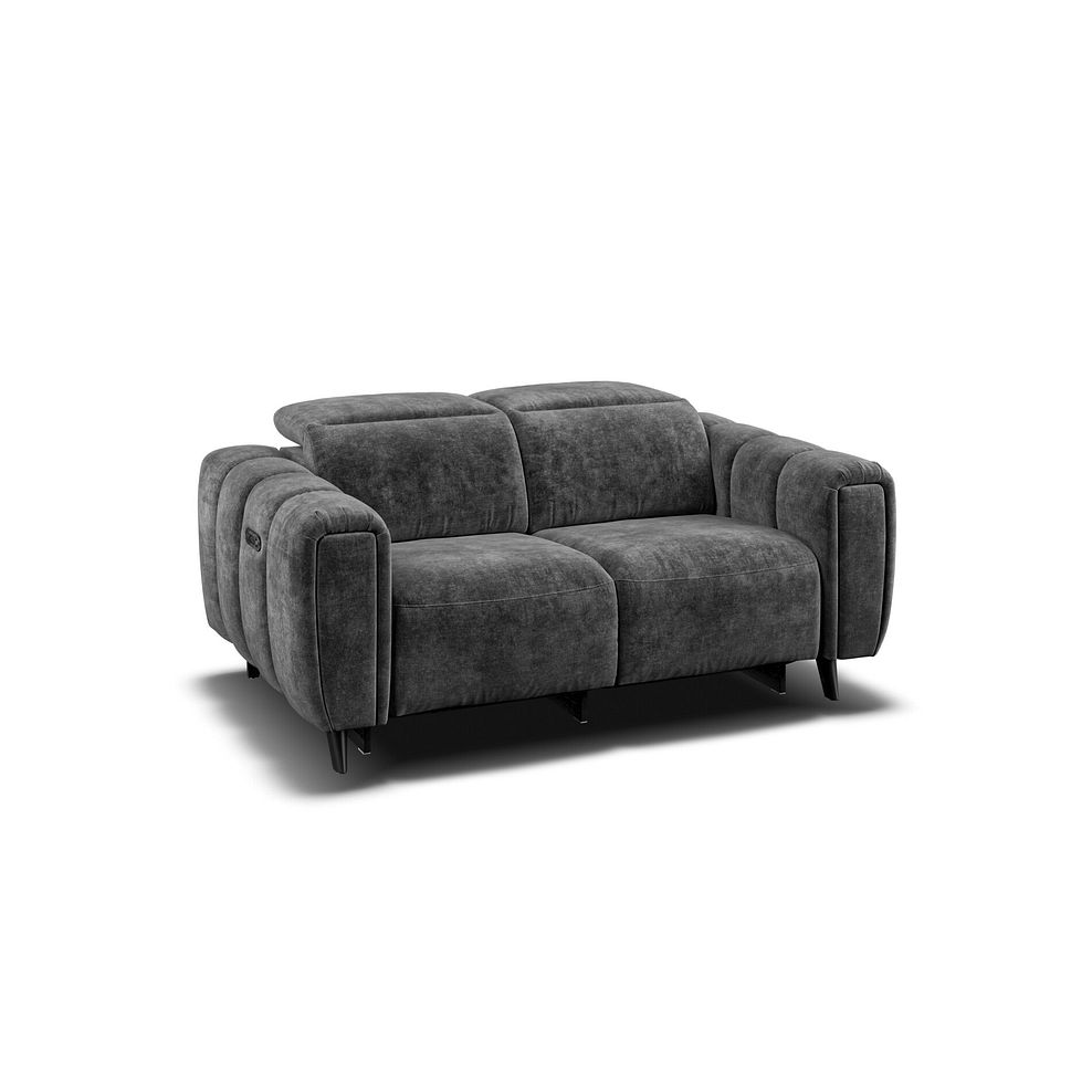 Seymour 2 Seater Recliner Sofa With Power Headrest in Descent Charcoal Fabric