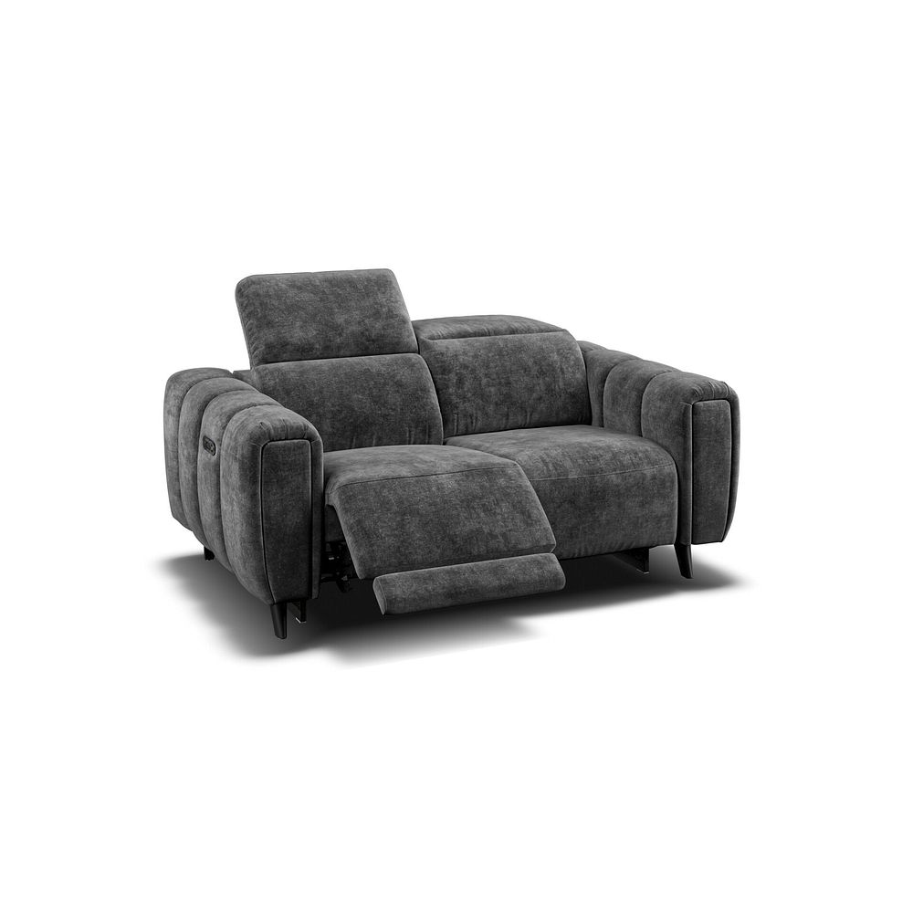 Seymour 2 Seater Recliner Sofa With Power Headrest in Descent Charcoal Fabric Thumbnail 3