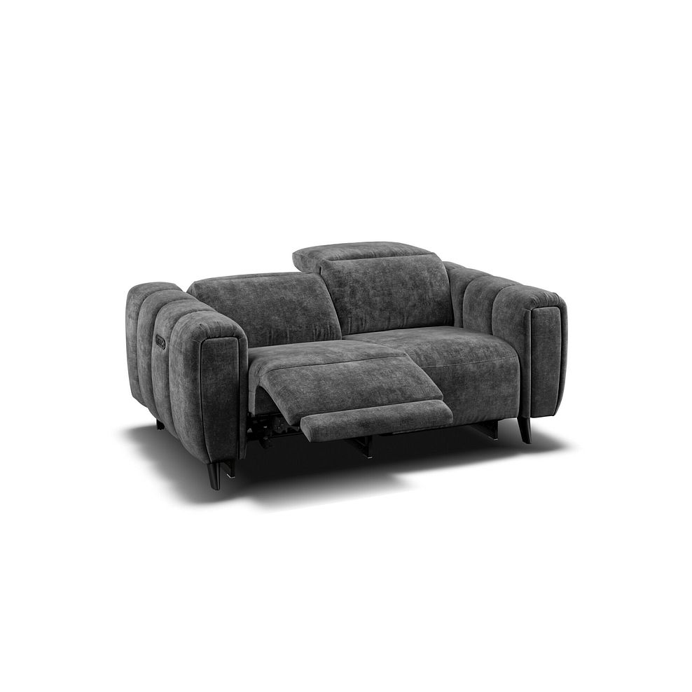 Seymour 2 Seater Recliner Sofa With Power Headrest in Descent Charcoal Fabric Thumbnail 4