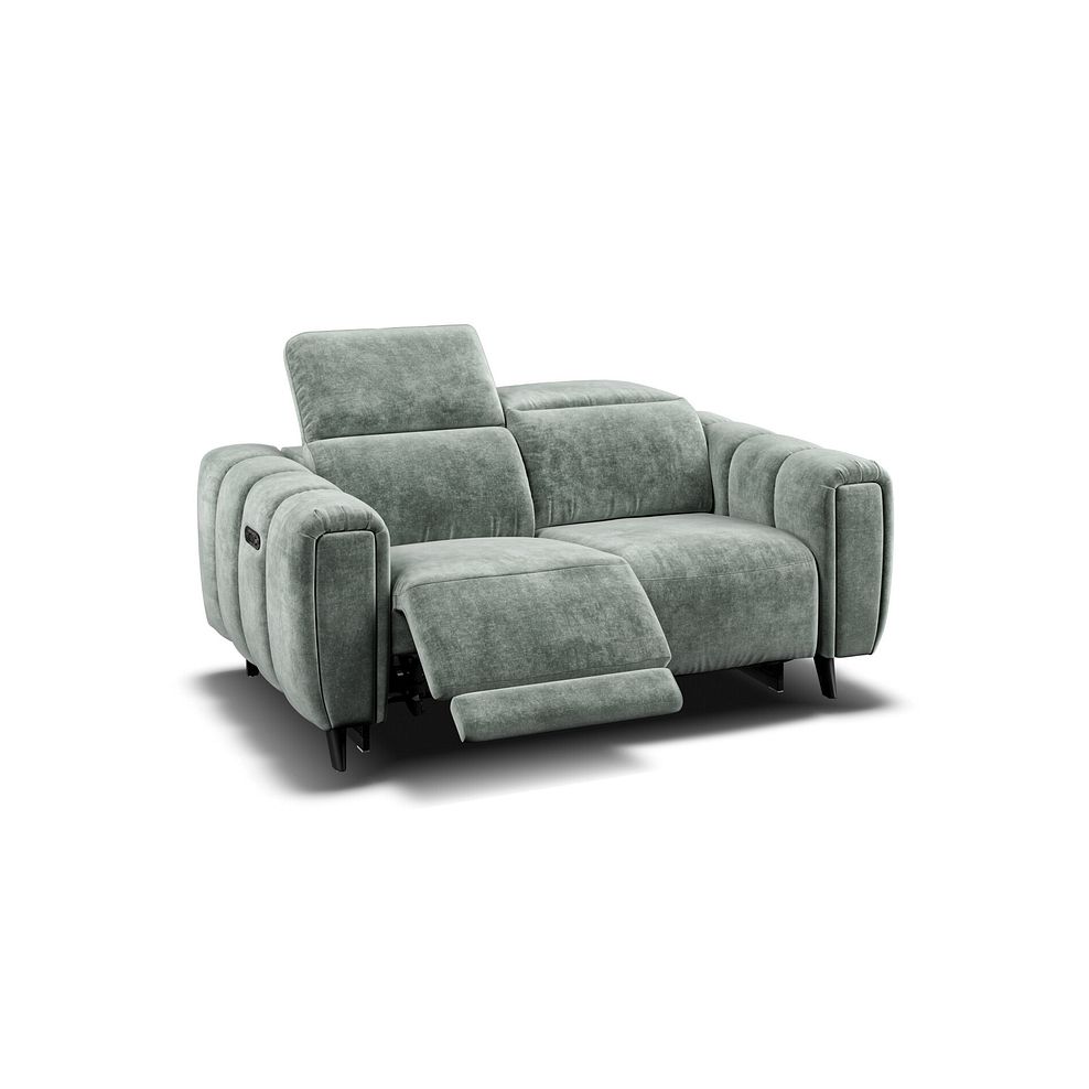 Seymour 2 Seater Recliner Sofa With Power Headrest in Descent Pewter Fabric Thumbnail 3