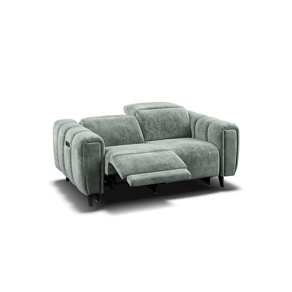 Seymour 2 Seater Recliner Sofa With Power Headrest in Descent Pewter Fabric Thumbnail 4