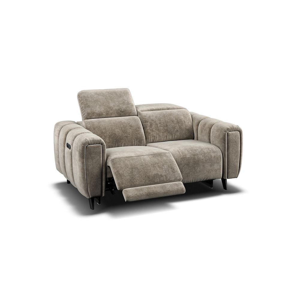 Seymour 2 Seater Recliner Sofa With Power Headrest in Descent Taupe Fabric Thumbnail 3