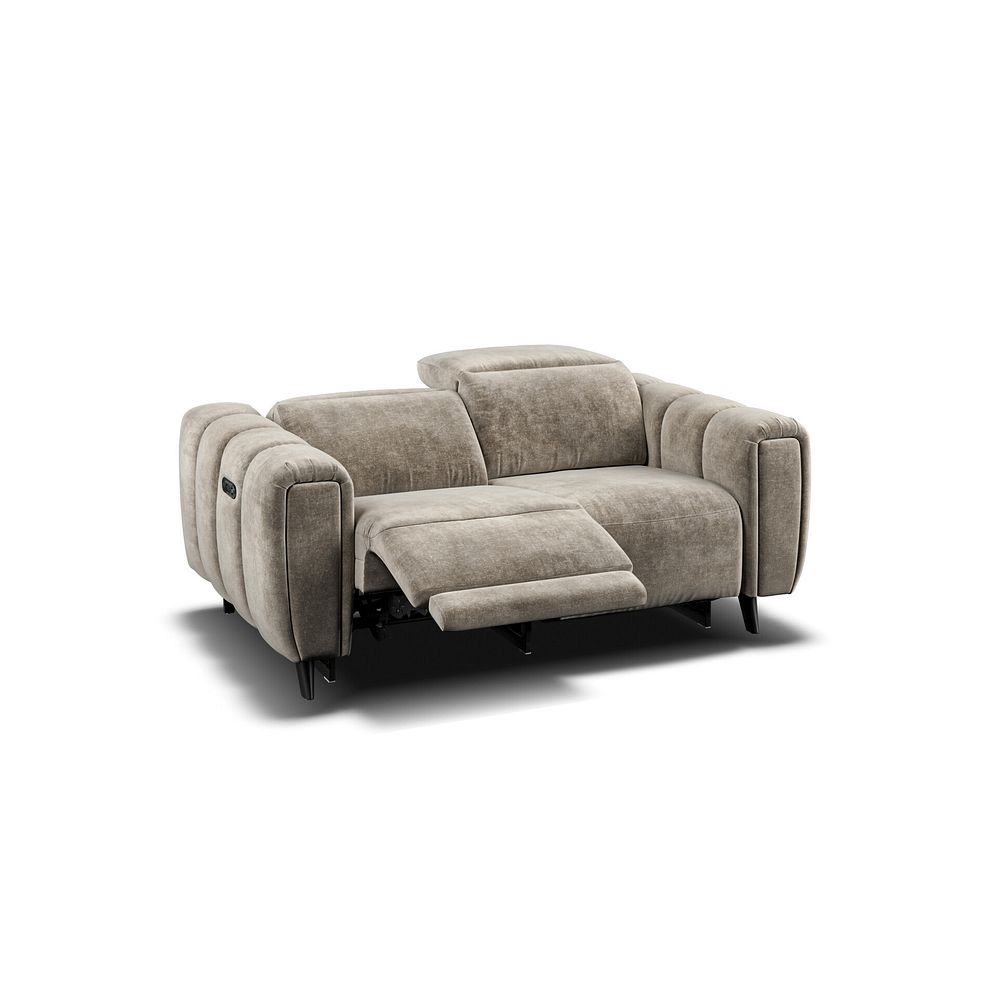 Seymour 2 Seater Recliner Sofa With Power Headrest in Descent Taupe Fabric Thumbnail 4