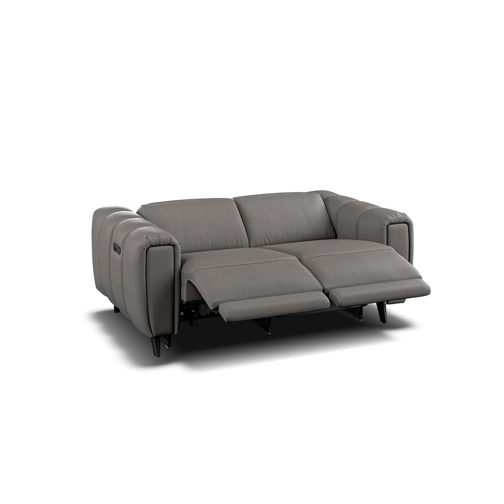 Seymour 2 Seater Recliner Sofa With Power Headrest in Elephant Grey Leather 6